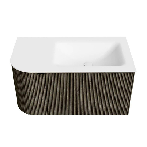 Mondiaz KURVE Ensemble de meuble de salle de bains - 85x46x40cm - 1 tiroir - 1 porte - lavabo solid surface - droit - 1 trou de robinet - Shadow SW1414197