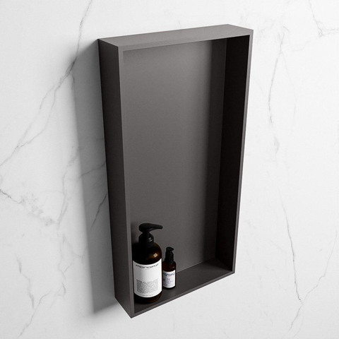 Mondiaz Easy nis 29.5x59.5x8cm voor Inbouw/opbouw 1 open vak Solid surface DarkGrey/DarkGrey SW643667