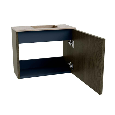 Mondiaz JOYA-DLUX 50cm toiletmeubel - kleur Shadow - Wastafel FAYE positie Rechts Zonder kraangat kleur Arena. SW1424802