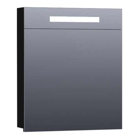 Saniclass 2.0 Armoire de toilette 59x70x15cm éclairage intégré rectangulaire 1 porte pivotante MDF Noir brillant SW371625