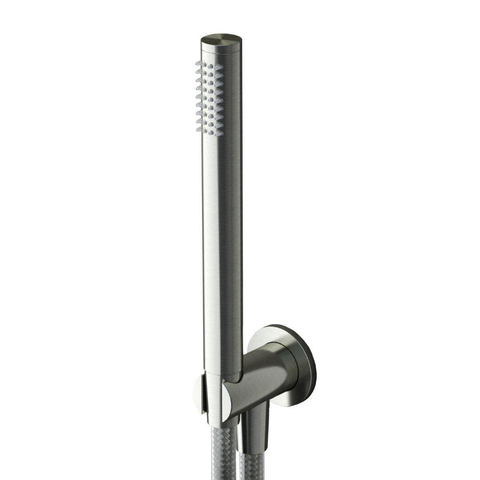Hotbath Archie Wandsteun uitlaat - met gewapende doucheslang - 150cm en handdouche - mat RVS SW230357