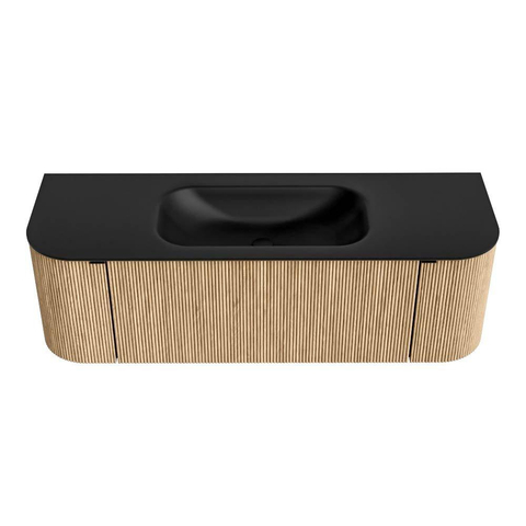 MONDIAZ KURVE Meuble de salle de bains 140 cm avec module 25 Len R couleur Oak avec 1 tiroir et 2 portes. Lavabo BIG SMALL central sans trou de robinet Urban. SW1138387