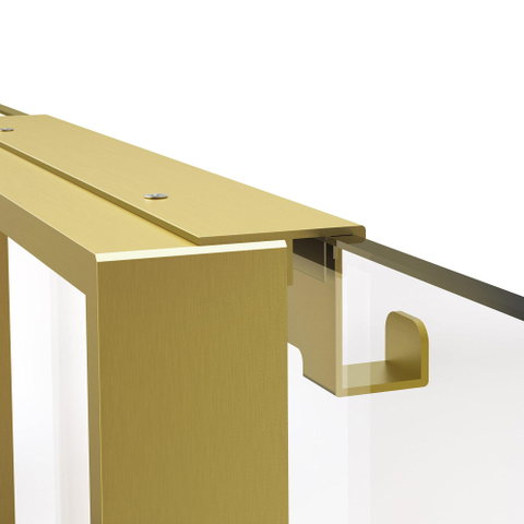 Fortifura Galeria schap met 4 haken - voor douchewand - 50x50x6.5cm - geborsteld messing (goud) SHOWROOMMODEL SHOW25766