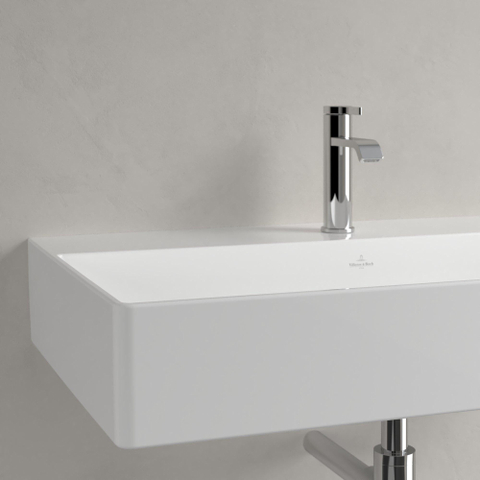 Villeroy & Boch memento 2.0 wastafel - voor handdoekhouders - 80x47cm - zonder overloop - 1 kraangat CeramicPlus - White Alpine (glans wit) SW358450