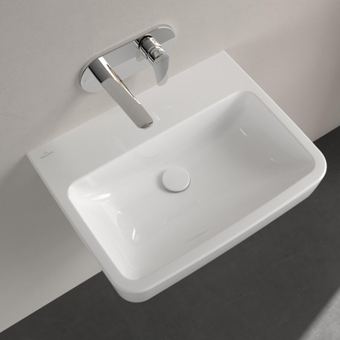 Villeroy & Boch O.novo wastafel - zonder kraangat - 60x46cm - zonder overloop CeramicPlus - White Alpine (glans wit) SW448374