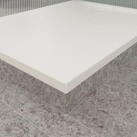 Villeroy & Boch Ecora douchebak - 120x90x3.5cm - afvoer korte zijde - stone white (wit) SW1558892