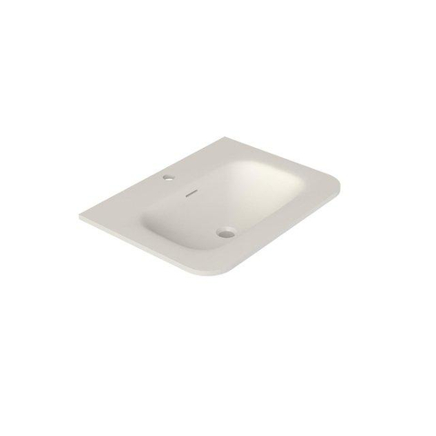 Royal Plaza Terra Edge Ensemble meuble de salle de bains - 80x44.7x46cm - vasque en solid surface blanc mat - 1 vasque - 1 trou de robinet - 2 tiroirs - châtaignier (noyer) SW1471909