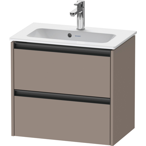 Duravit Ketho.2 Wastafelonderbouwkast - met 2 laden - 61x39x54.9cm - met grepen antraciet - basalt mat SW772694