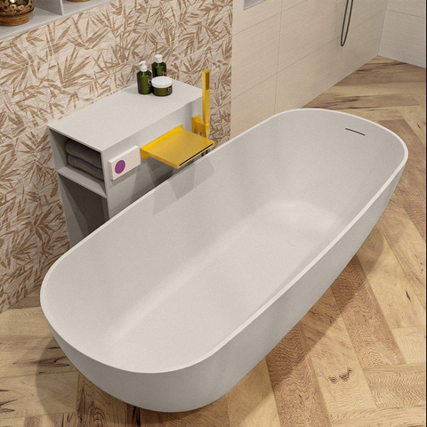 MONDIAZ ROCK Baignoire autoportante - 170x70cm - lin mat (beige) SW491562