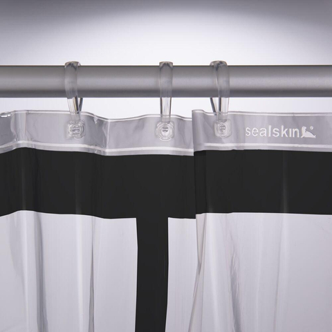 Sealskin Brix Rideau de douche 180x200 cm PEVA Transparent / Noir SW699518