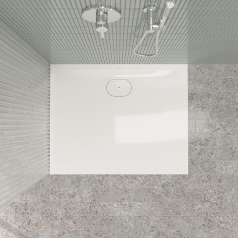 Villeroy & Boch Ecora douchebak - 100x80x3.5cm - afvoer lange zijde - white alpine (wit) SW1558975
