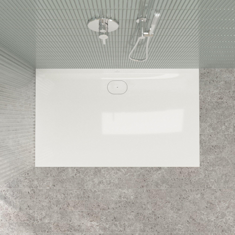 Villeroy & Boch Ecora douchebak - 150x90x3.5cm - afvoer lange zijde - white alpine (wit) SW1558966