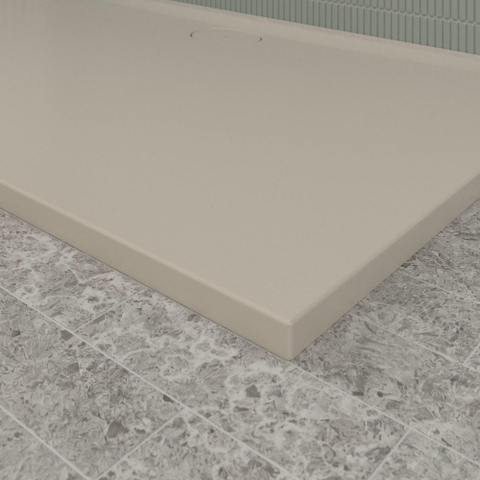 Villeroy & Boch Ecora douchebak - 160x100x3.5cm - afvoer lange zijde - almond (beige) SW1558965