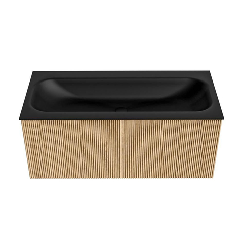 MONDIAZ KURVE Meuble de salle de bains 100 cm couleur Oak avec 1 tiroir. Lavabo BIG MEDIUM central sans trou de robinet Urban. SW1138405