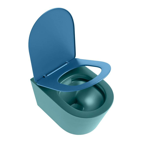 Mondiaz LAVIE WC suspendu – sans bride – 36 x 53 cm – avec abattant softclose – Smag (vert), abattant Jeans (bleu) SW1208642