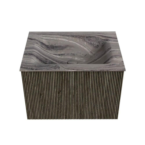 MONDIAZ KURVE-DLUX Meuble de salle de bains 60 cm couleur Shadow avec 1 tiroir et 0 portes. Lavabo CLOUD Central 1 trou de robinet Sombra. SW1433734