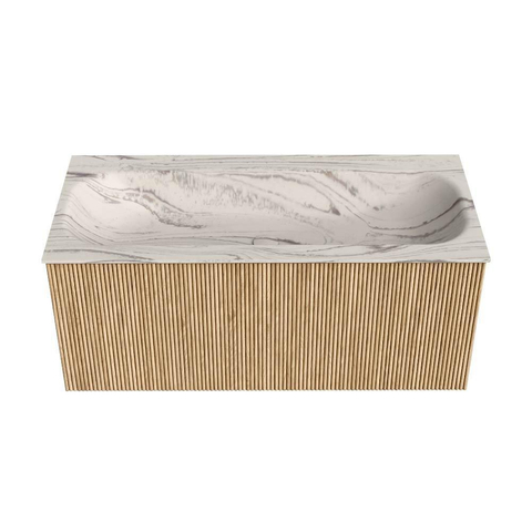 MONDIAZ KURVE-DLUX Meuble de salle de bains 100cm couleur Oak avec 1 tiroir et 0 portes. Lavabo BIG MEDIUM Central 1 trou de robinet Nata. SW1432109