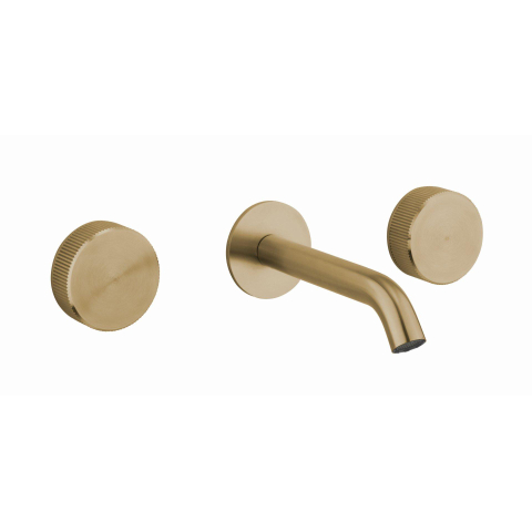 Crosswater 3ONE6 Wastafelkraan inbouw - gebogen uitloop 18cm - gecoat messing geborsteld (goud) SW928173