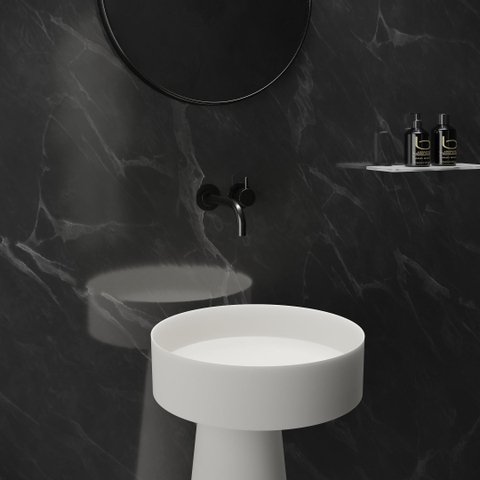 Ideavit SolidFloat Lavabo - sur pied - rond - 87x40x15cm - solid surface - blanc mat SW1159323