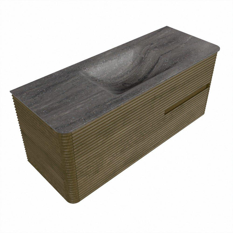 Mondiaz CIRO-DLUX Ensemble de meuble de salle de bains - 120x45x50cm - Plan-vasque solid surface Oza - 1 bassin au milieu - sans trous de robinet - 2 tiroirs - Dusk SW1533289