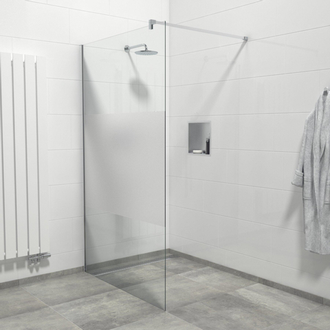 Van Marcke Inloopdouche - 120x200cm - veiligheidsglas - band mat glas - anti kalk - chroom SW238195