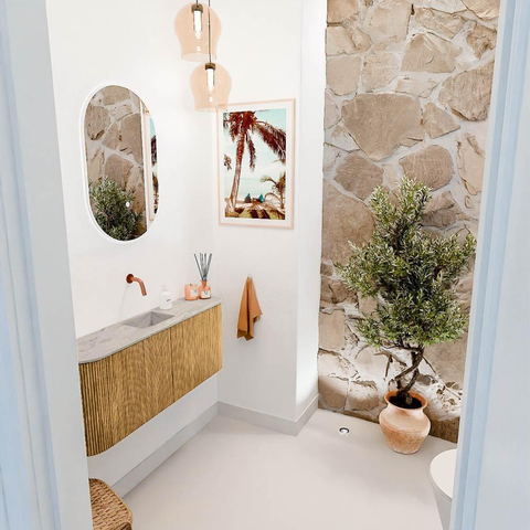 Mondiaz JOYA-DLUX 103.2cm toiletmeubel - ronding links en rechts kleur Oak - Wastafel FAYE positie Midden Zonder kraangat kleur Glace. SW1422018