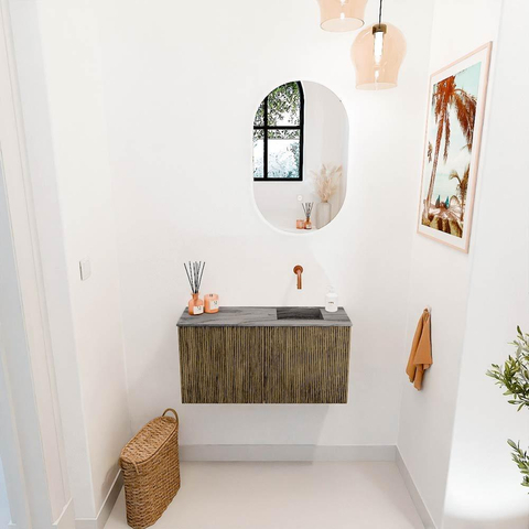 Mondiaz JOYA-DLUX 80cm toiletmeubel - kleur Dusk - Wastafel FAYE positie Rechts Zonder kraangat kleur Sombra. SW1426138