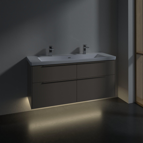 Villeroy & Boch Subway 3.0 Wastafelonderkast - met verlichting - 4 uittrekladen - 1272x576x478mm - taupe SW797138