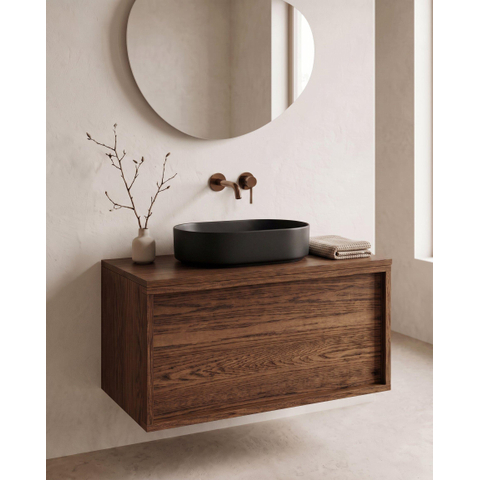 FugaFlow Eccelente Pietra Vasque - 52x31x12cm - ovale - céramique - mat noir SW1468927