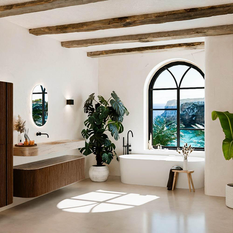 MONDIAZ THOR-DLUX 170cm badmeubel ronding links + rechts kleur Walnut met 1 lade en 2 deuren. Vrijhangende wastafel CLOUD Midden zonder kraangat kleur Arena. SW1465797