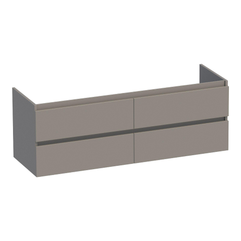 BRAUER Joy meuble sous-lavabo 140 4 tiroirs softclose - sans poignées - 2 découpes pour siphon - taupe mat SW1201094