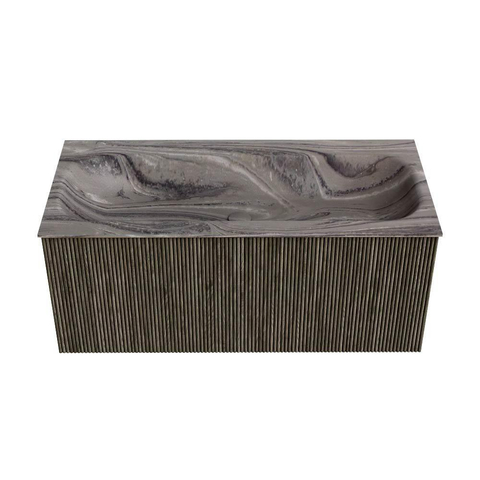 MONDIAZ KURVE-DLUX 100cm badmeubel kleur Shadow met 1 lade en 0 deuren. Wastafel BIG MEDIUM Midden zonder kraangat Sombra. SW1433759