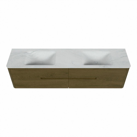 Mondiaz CIRO-DLUX Meuble de salle de bains - 190x45x50cm - Plan vasque en solid surface Opalo - 2 vasques Double - 2 trous de robinetterie - 4 tiroirs - Dusk SW1533813
