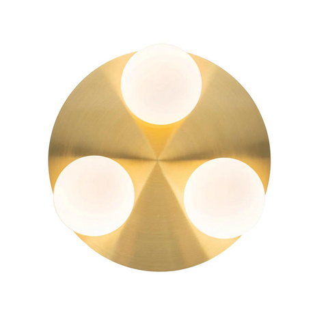 QAZQA Cederic badkamer plafondlamp - 23x23x10.3cm - 3 lichts - rond - messing (goud) SW1187240