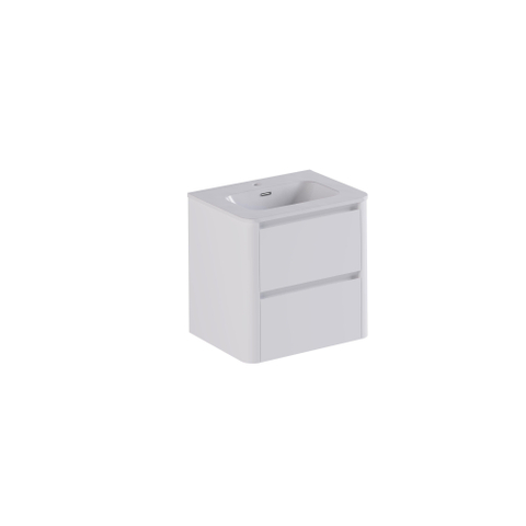 Thebalux Sunny Ensemble meuble de salle de bains - 62x46x57cm - lavabo - céramique - 1 trou de robinet - blanc brillant - meuble bas - 2 tiroirs - sans poignées - placage bois - Ibiza White (blanc) SW1462507