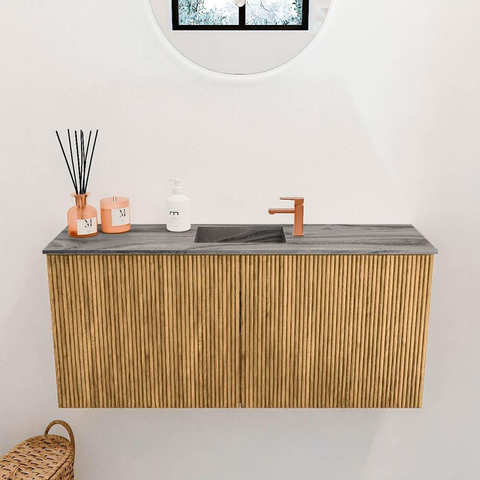Mondiaz JOYA-DLUX 90cm toiletmeubel - kleur Oak - Wastafel FAYE positie Midden 1 kraangat kleur Sombra. SW1424253
