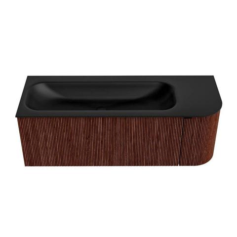 Mondiaz KURVE Ensemble de meuble de salle de bains - 125x46x40cm - 1 tiroir - 1 porte - lavabo solid surface - gauche - 1 trou de robinet - Ruby SW1415340