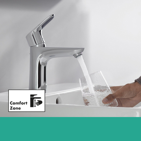 Hansgrohe Focus Eengreeps wastafelmengkraan - 100 - coolstart - met PopUp - trekwaste - hoogglans chroom 0450686