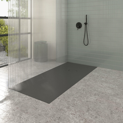 Villeroy & Boch Ecora douchebak - 180x80x4.5cm - afvoer korte zijde - anthracite (antraciet) SW1558873