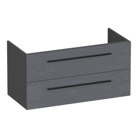 BRAUER Trust meuble sous-lavabo 100 sans poignées rapportées 2 tiroirs softclose et 1 découpe pour siphon - Timber Grey SW1203900