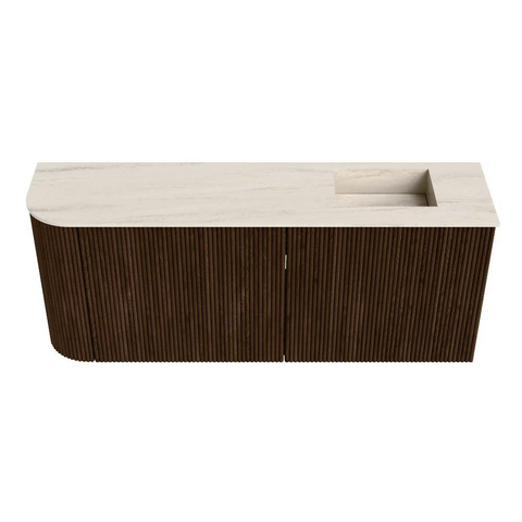 Mondiaz JOYA-DLUX 101.6cm toiletmeubel - ronding links kleur Walnut - Wastafel FAYE positie Rechts Zonder kraangat kleur Meli. SW1424443