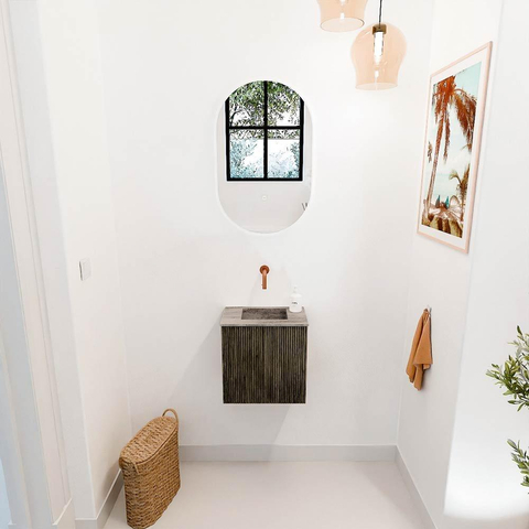 Mondiaz JOYA-DLUX Meuble de toilette 40cm - couleur Shadow - Vasque FAYE position Milieu Sans trou de robinet couleur Oza SW1425023