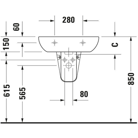 Duravit D-code Wastafel - 60x46cm - glans wit 0315102