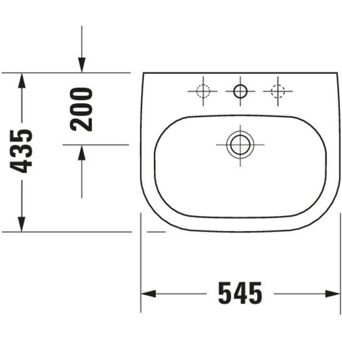 Duravit D-code Opbouwwastafel - 54x43.5cm - met 1 kraangat - met overloop - wit 0315112