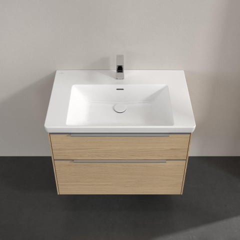 Villeroy & Boch Subway 3.0 wastafelonderbouwkast - met 2 laden - met grepen aluminium glanzend - 77.2x57.6x47.8 - Nordic Oak (hout) SW641582