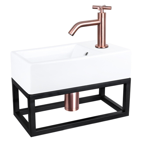 Differnz Force pack lave-mains – 40 x 22 x 11,5 cm – céramique blanche – avec cadre noir SW373278