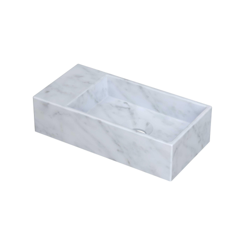 INK Versus lave-mains - 36x18x9cm - marbre - vasque à droite - sans trou de robinet - blanc mat SW692951