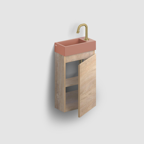 Clou Flush 3 lave-mains 36x18cm avec trou de robinet à droite céramique rose mat SW795717