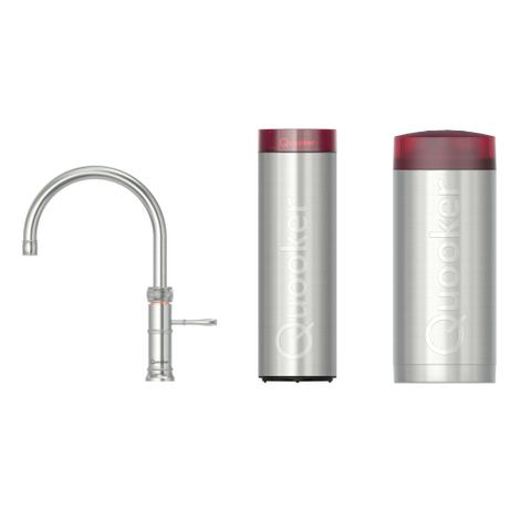 Quooker Classic Fusion Round kokendwaterkraan - draaibare uitloop - Combi+ incl. Cube reservoir - Warm / kokend / bruisend / gefilterd water - RVS SW299784