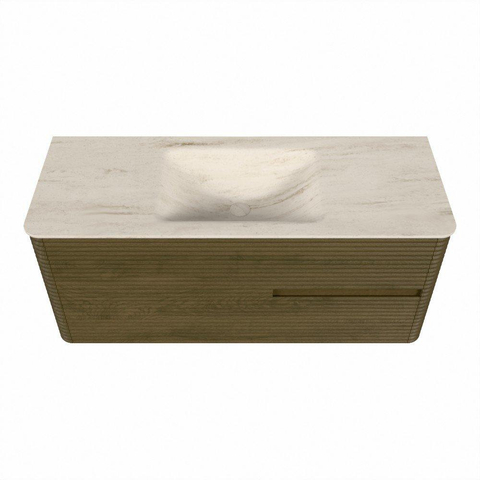 Mondiaz CIRO-DLUX Badkamermeubelset - 120x45x50cm - Solid surface wastafel Meli - 1 wasbak Midden - 1 kraangat - 2 lades - Dusk SW1533150